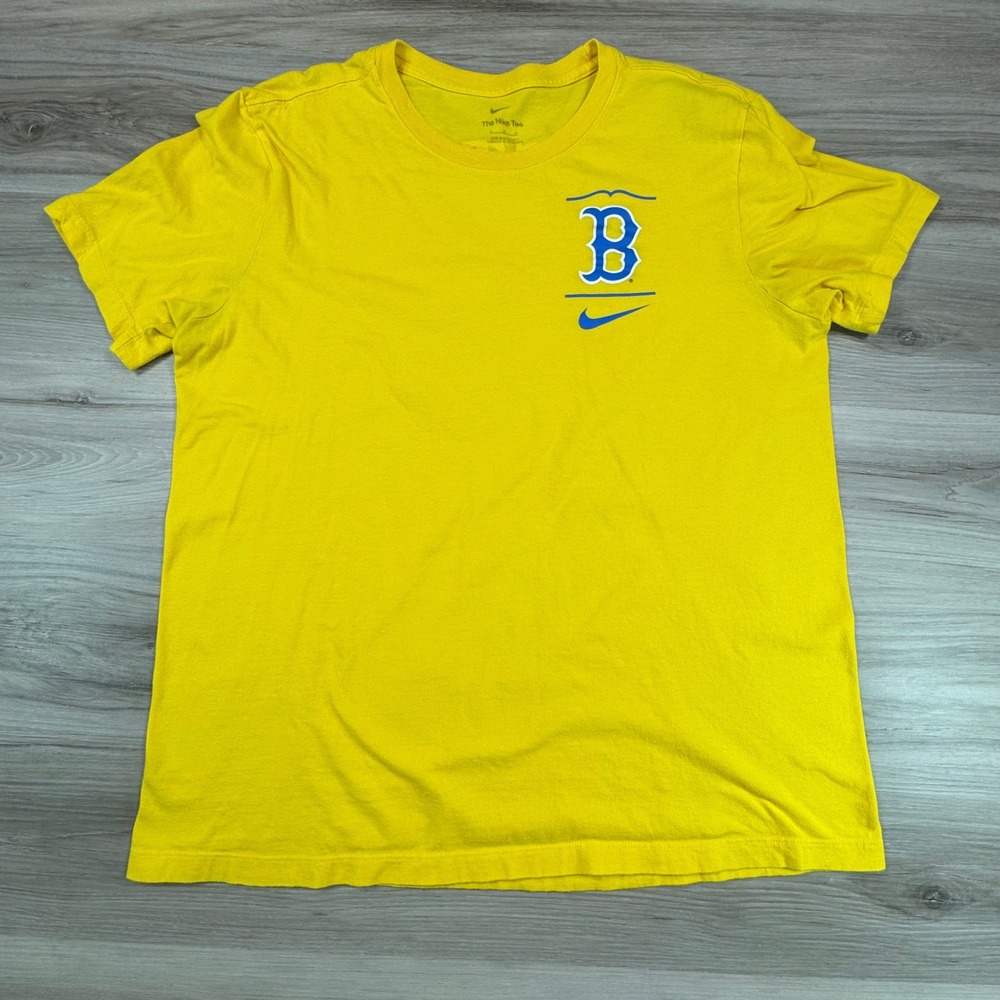 Nike Boston Red Sox City Connect T-Shirt Yellow Blue 617 BOS WMNS Large L N199P